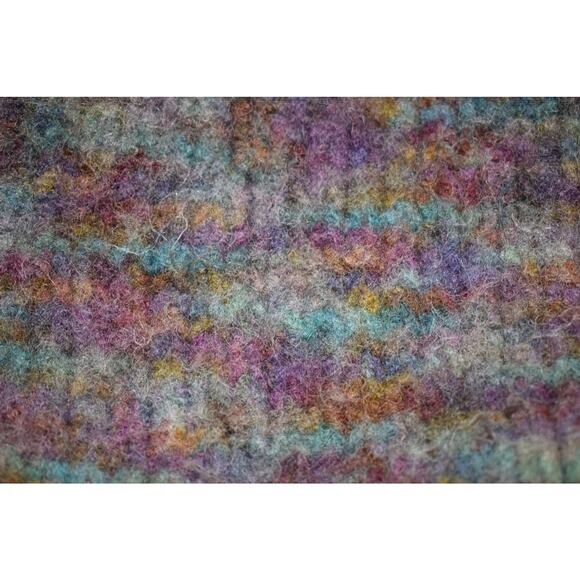 Handmade Felted Wool Tote Bag – Purple & Multicolor Striped with Beaded Accent - Picture 3 of 3